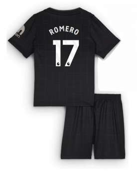 Billige Fotballdrakt Tottenham Hotspur Cristian Romero #17 Replika Bortedraktsett Barn 2025-26 Kortermet (med bukser)